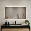 Homeroots 39 Black Aluminum Lighted Framed Anti Fog Bathroom Vanity Mirror 29.53 In. X 39.37 In. X 1.18 In.