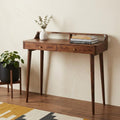 Homeroots 39 Chestnut Solid Wood Console Table With Shelf And Two Drawers 39.40 In. X 34.60 In. X 17.70 In.