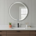 Homeroots 39 Clear Round Lighted Frameless Bathroom Vanity Mirror 39.00 In. X 39.00 In. X 1.00 In.