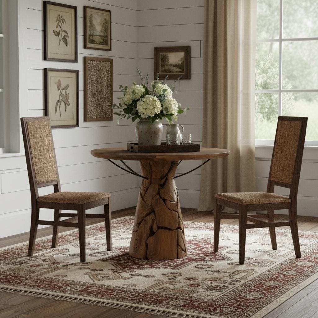Homeroots 39 Natural Reclaimed Wood Pedestal Base Round Top Dining Table 39.40 In. X 30.70 In. X 39.40 In.