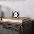 Homeroots 3 Black Distressed Metal Table Clock 3.05 In. X 3.05 In. X 1.28 In.