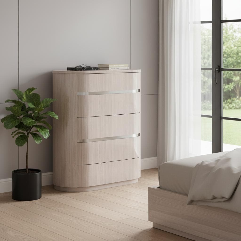 Homeroots 40 Beige Wood Four Drawer Dresser