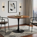 Homeroots 40 Brown And Black Rounded Solid Wood And Iron Pedestal Base Dining Table 40.00 In. X 29.63 In. X 40.00 In.