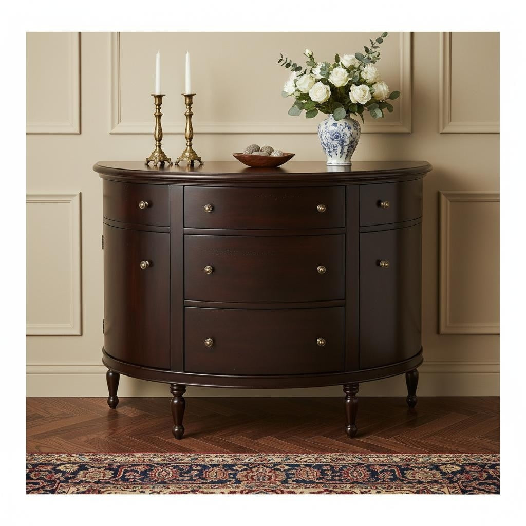 Homeroots 41 Dark Brown Solid Wood Five Drawer Sideboard 41.00 In. X 34.00 In. X 16.00 In.