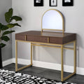 Homeroots 42 Gold Mirrored Vanity Table With Mirror With Two Drawers