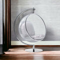 Homeroots 42 Silver Faux Leather Balloon Chair 42.00 In. X 42.00 In. X 25.00 In.
