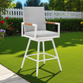 Homeroots 43 Light Gray Metal Swivel Outdoor Counter Height Bar Chair With Footrest