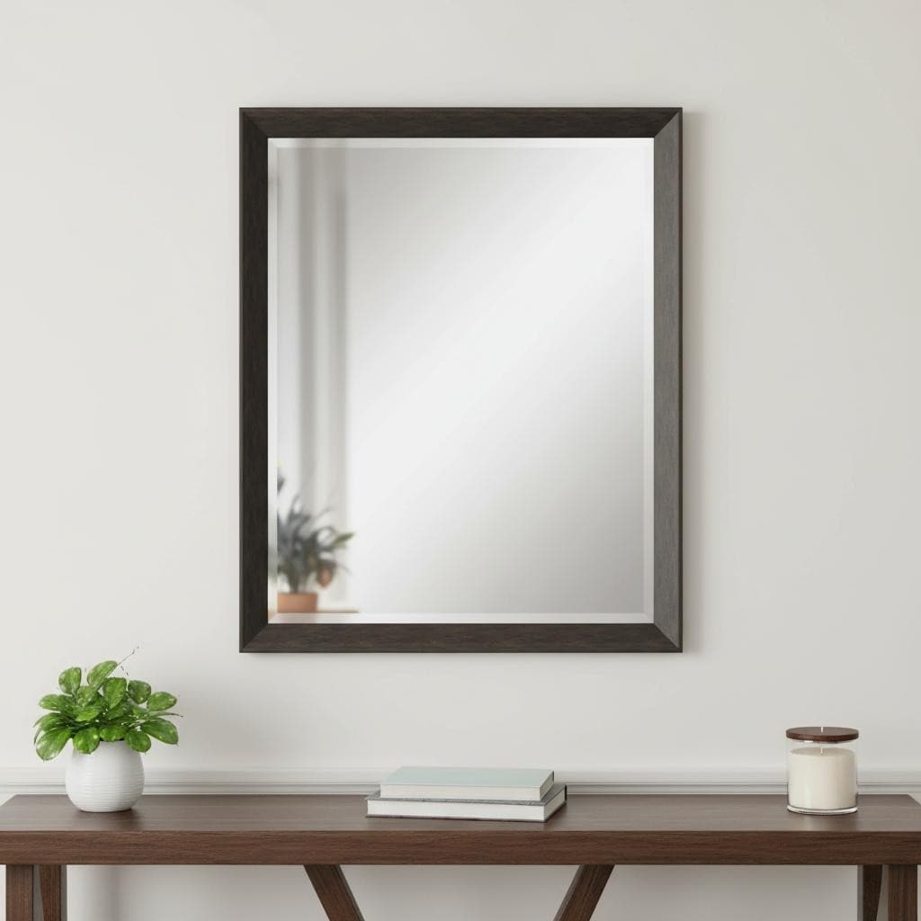 Homeroots 44 Dark Brown Framed Accent Mirror 34.00 In. X 44.00 In. X 3.00 In.