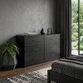 Homeroots 45 Black Fabric Wood And Steel Six Drawer Double Dresser
