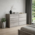 Homeroots 45 Gray Fabric Wood And Steel Six Drawer Double Dresser