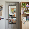 Homeroots 47 Black Aluminum Over The Door Framed Accent Mirror 13.62 In. X 46.57 In. X 0.55 In.