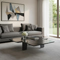 Homeroots 47 Black Genuine Marble And Solid Wood Free Form Coffee Table 47.00 In. X 11.00 In. X 51.00 In.