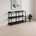 Homeroots 47 Black Wood And Metal Frame Console Table With Three Shelves 47.25 In. X 34.00 In. X 12.00 In.
