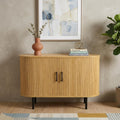Homeroots 47 Natural Wood Sideboard With Two Sliding Doors 47.00 In. X 31.50 In. X 15.80 In.