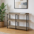 Homeroots 47 Taupe And Black Wood And Metal Frame Console Table With Three Shelves 47.25 In. X 34.00 In. X 12.00 In.