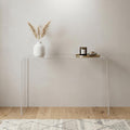 Homeroots 47 White Glass Frame Console Table 47.00 In. X 32.00 In. X 16.00 In.