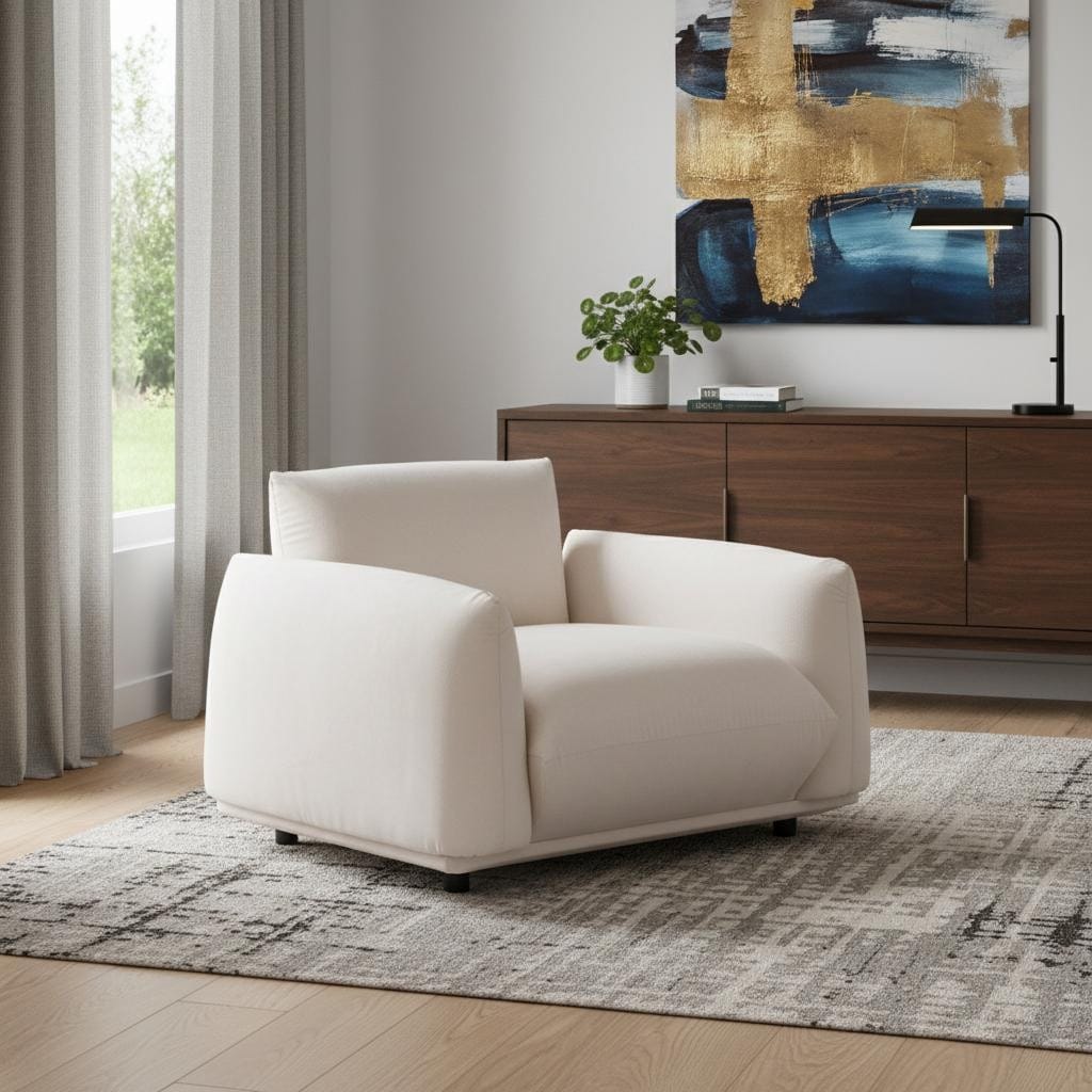 Homeroots 47 White Velvet Arm Chair 47.00 In. X 27.00 In. X 39.00 In.