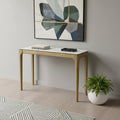 Homeroots 47 White And Natural Faux Marble And Solid Wood Console Table 47.20 In. X 30.00 In. X 14.60 In.