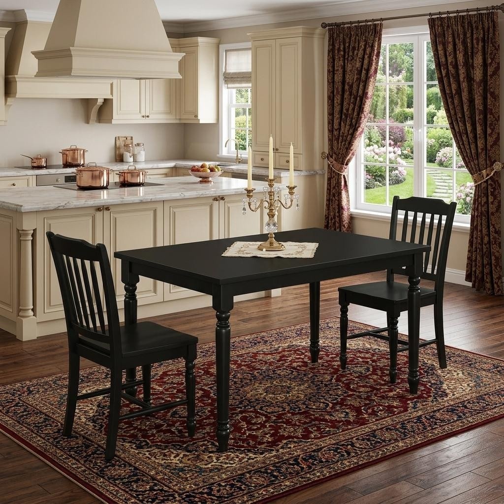 Homeroots 48 Black Solid Wood Dining Table 47.50 In. X 30.00 In. X 35.75 In.