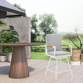 Homeroots 48 Light Gray Metal Swivel Outdoor Bar Height Chair With Footrest
