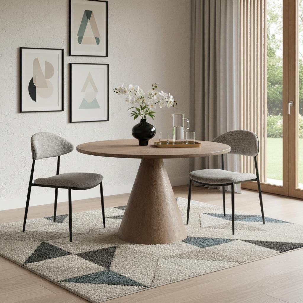 Homeroots 48 Natural Solid Wood Pedestal Base Round Top Dining Table 48.00 In. X 30.00 In. X 48.00 In.