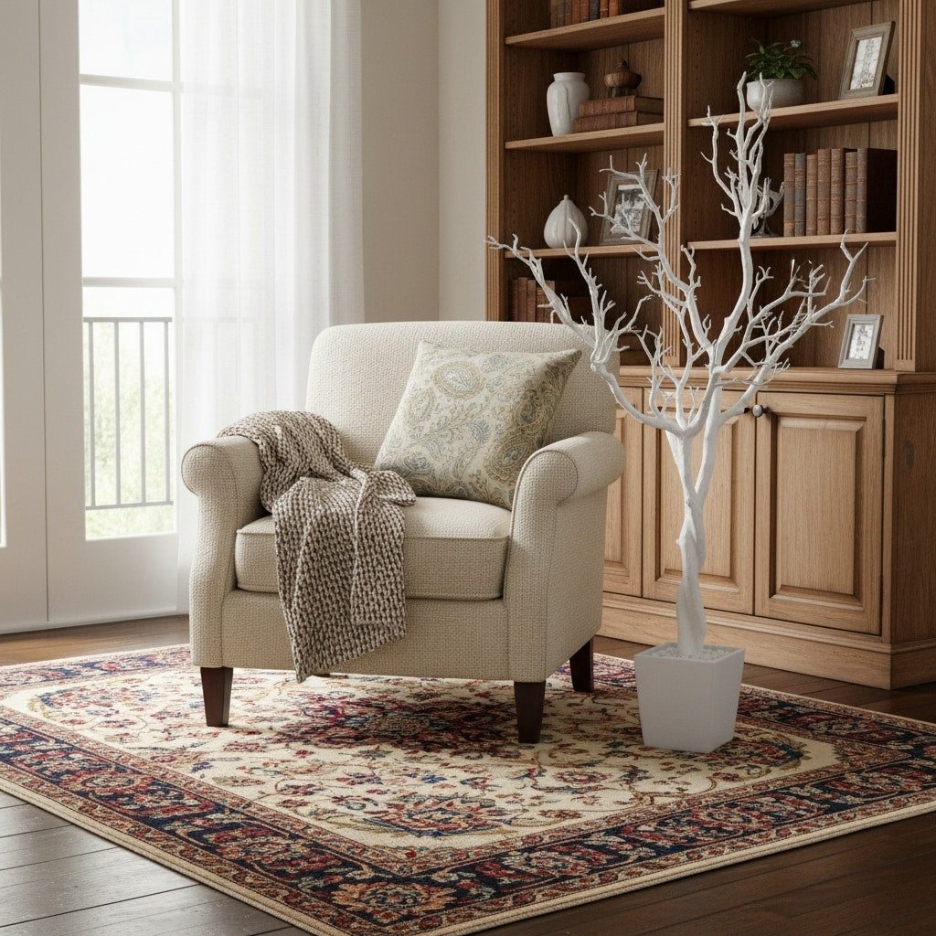 Homeroots 48 White Artificial Manzanita Tree In White Planter Pot 12.00 In. X 48.00 In. X 26.00 In.