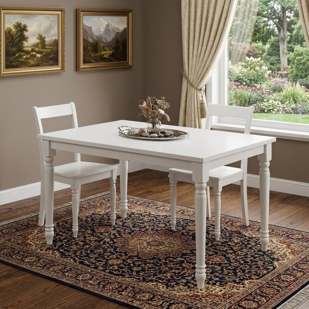 Homeroots 48 White Solid Wood Dining Table 47.50 In. X 30.00 In. X 35.75 In.