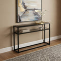 Homeroots 50 Black Glass Frame Console Table With Shelves 50.25 In. X 30.25 In. X 10.00 In.