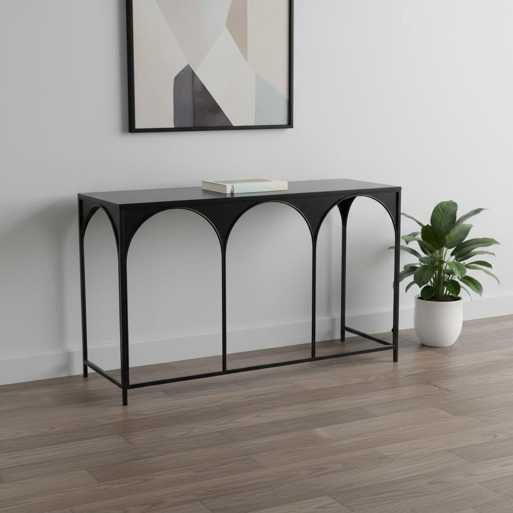 Homeroots 50 Black Steel Frame Console Table 50.00 In. X 29.90 In. X 18.00 In.