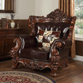 Homeroots 50 Espresso Faux Leather Tufted Wingback Chair And Toss Pillow 50.00 In. X 53.00 In. X 44.00 In.