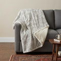 Homeroots 50 X 70 Beige And Charcoal Geometric Polyester Woven Plush Throw Blanket