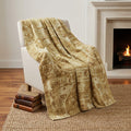 Homeroots 50 X 70 Beige And Tan Damask Polyester Woven Plush Throw Blanket
