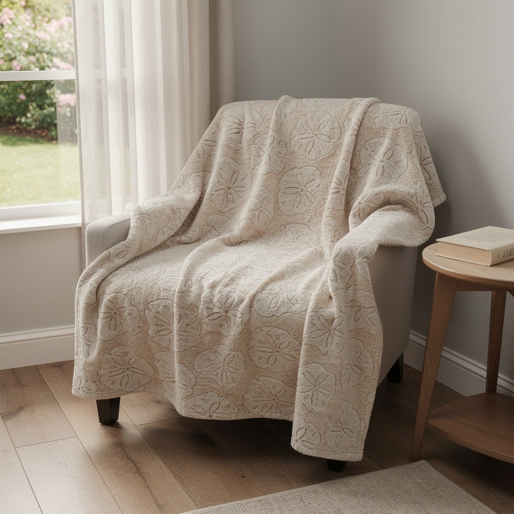 Homeroots 50 X 70 Beige Sand Dollar Microfiber Plush Throw Blanket