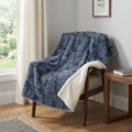 Homeroots 50 X 70 Blue And Ivory Geometric Polyester Woven Plush Throw Blanket