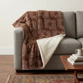 Homeroots 50 X 70 Brown And Beige Geometric Polyester Woven Plush Throw Blanket