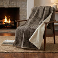 Homeroots 50 X 70 Brown And Ivory Geometric Polyester Woven Plush Throw Blanket
