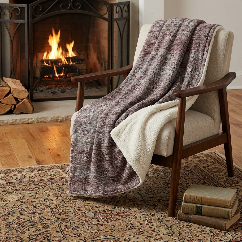 Homeroots 50 X 70 Burgundy And Beige Abstract Polyester Woven Plush Throw Blanket