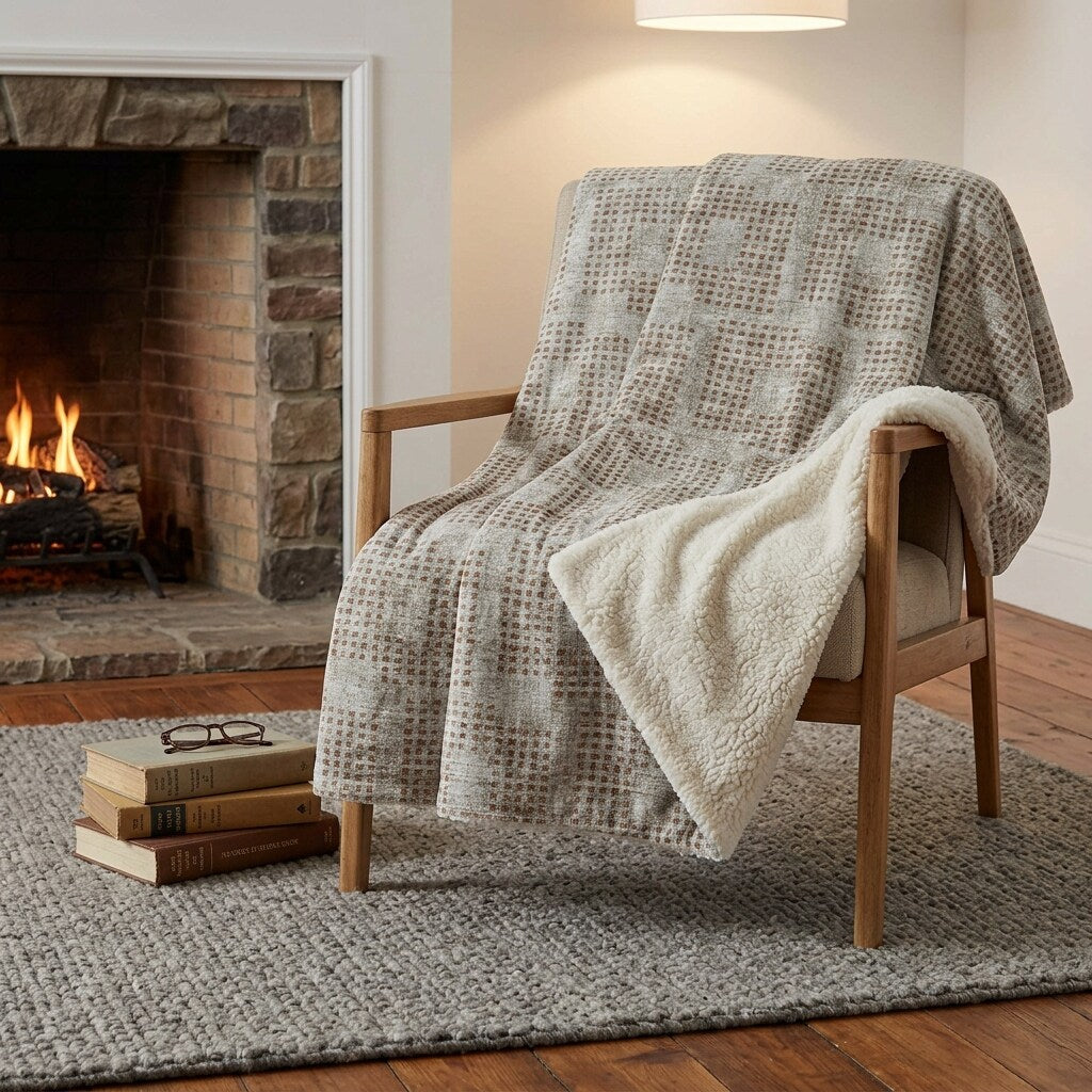 Homeroots 50 X 70 Cinnamon And Beige Geometric Polyester Woven Plush Throw Blanket