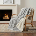Homeroots 50 X 70 Gray And Ivory Damask Polyester Woven Plush Throw Blanket