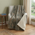 Homeroots 50 X 70 Green And Wheat Abstract Polyester Woven Plush Throw Blanket
