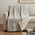Homeroots 50 X 70 Ivory And Blue Abstract Polyester Woven Plush Throw Blanket