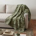 Homeroots 50 X 70 Olive Green And Beige Damask Polyester Woven Plush Throw Blanket
