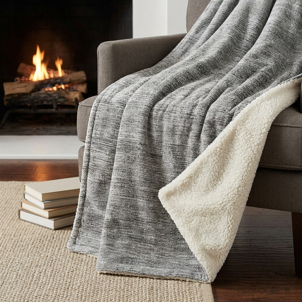 Homeroots 50 X 70 Silver And Gray Abstract Polyester Woven Plush Throw Blanket