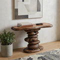 Homeroots 51 Dark Brown Reclaimed Solid Wood Free Form Pedestal Console Table 51.20 In. X 33.50 In. X 23.60 In.