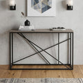 Homeroots 52 Taupe And Gray Faux Stone Frame Console Table 52.00 In. X 29.00 In. X 10.00 In.