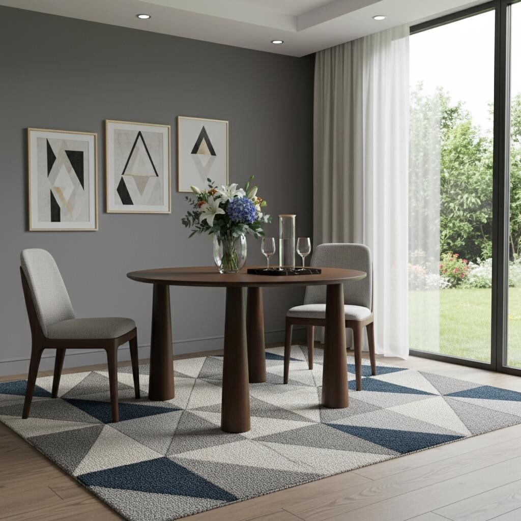 Homeroots 52 Walnut Solid Wood Round Top Dining Table 52.00 In. X 30.00 In. X 52.00 In.