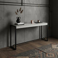 Homeroots 54 White And Black Distressed Sled Console Table 54.00 In. X 29.75 In. X 11.50 In.