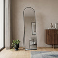 Homeroots 55 Black Aluminum Arch Freestanding And Wall Mounted Framed Full Length Mirror 20.39 In. X 55.31 In. X 0.55 In.
