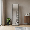 Homeroots 55 Black Aluminum Freestanding And Wall Mounted Framed Full Length Mirror 20.40 In. X 55.30 In. X 0.55 In.