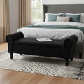 Homeroots 55 Black Corduroy And Solid Wood Upholstered Storage Bench With Flip Top 55.00 In. X 20.00 In. X 17.00 In.